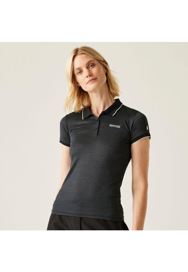 Regatta - Damska koszulka turystyczna polo Remex II. Typ kołnierza: polo. Kolor: fioletowy. Materiał: materiał. Sport: turystyka piesza