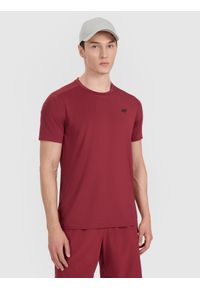 4f - 4F Koszulka treningowa szybkoschnąca męska - czerwona M. Kolor: czerwony. Materiał: materiał, włókno, elastan, poliester. Wzór: gładki, ze splotem. Sport: fitness #1