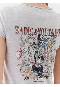 Zadig&Voltaire T-Shirt Tunisen Guitare JWTN00401 Szary Regular Fit. Kolor: szary. Materiał: bawełna