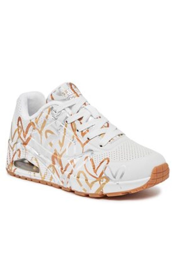skechers - Skechers Sneakersy Uno Metallic Love 155523/WTGD Biały. Kolor: biały. Materiał: skóra