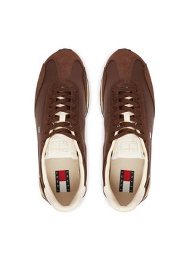 Tommy Jeans Sneakersy Tjm Retro Runner Archive Mix Mat EM0EM01763 Brązowy. Kolor: brązowy. Materiał: skóra