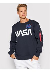 Alpha Industries Bluza Nasa Reflective 178309 Granatowy Regular Fit. Kolor: niebieski. Materiał: bawełna