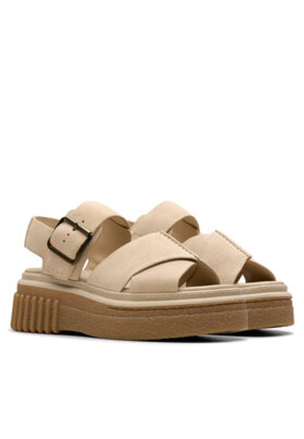 Clarks Sandały Evamar Wish 26181202 Beżowy. Kolor: beżowy. Materiał: skóra, zamsz