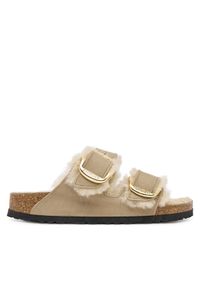 Birkenstock Klapki Arizona Big Buckle Shearling 1030384 Brązowy. Kolor: brązowy. Materiał: skóra