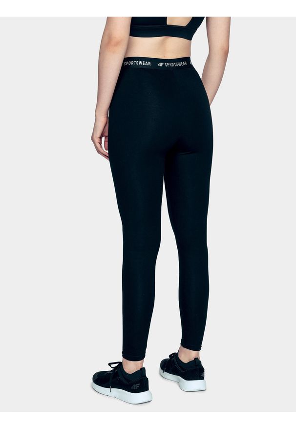 4f - 4F Legginsy dzianinowe damskie - czarne XS. Okazja: na co dzień. Kolor: czarny. Materiał: dzianina. Wzór: gładki, ze splotem, jednolity. Styl: sportowy, casual