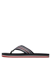 TOMMY HILFIGER - Tommy Hilfiger Japonki Comfort Corporate Beach Sandal FM0FM04616 Granatowy. Kolor: niebieski. Materiał: materiał