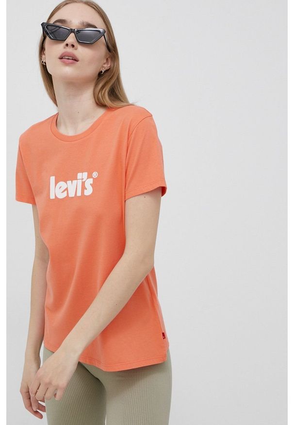 Levi's® - Levi's t-shirt bawełniany kolor pomarańczowy 17369.1839-Reds. Okazja: na spotkanie biznesowe. Kolor: pomarańczowy. Materiał: bawełna. Wzór: nadruk. Styl: biznesowy