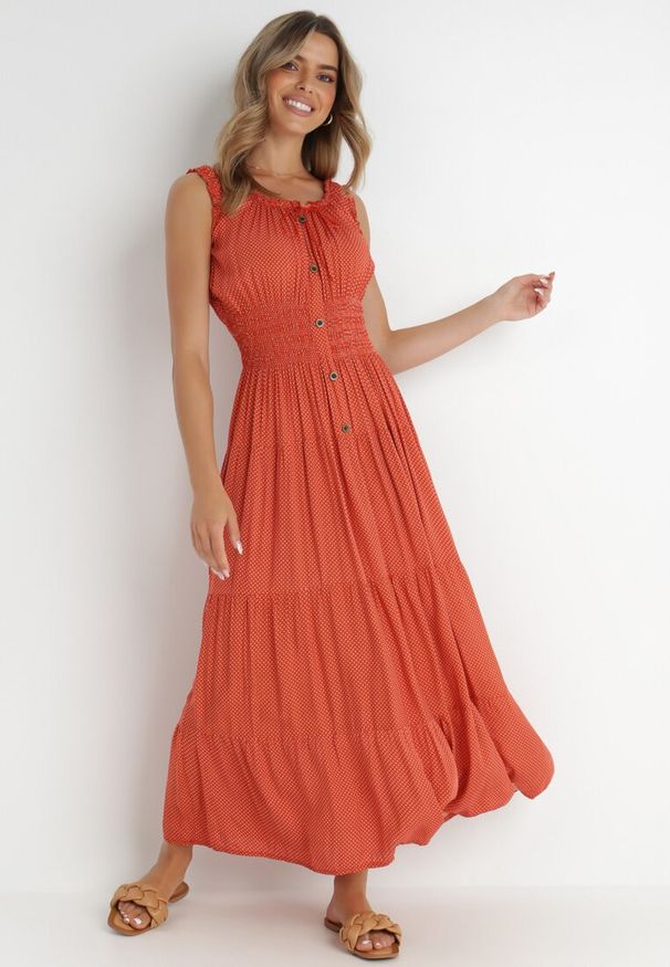Born2be - Czerwona Sukienka Abill. Kolor: czerwony. Długość rękawa: bez rękawów. Sezon: lato. Styl: boho, wakacyjny. Długość: maxi