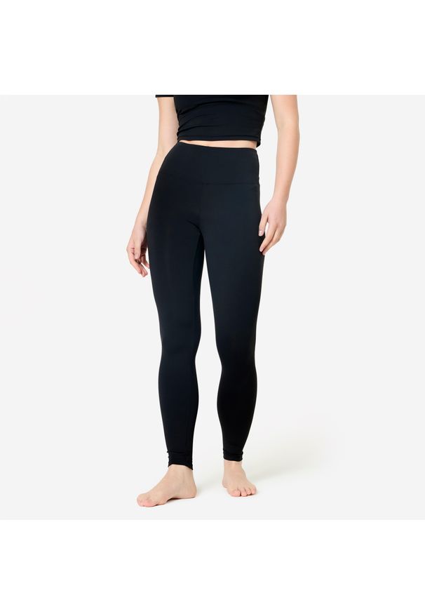 DOMYOS - Legginsy do jogi i pilatesu Breathe. Kolor: czarny. Materiał: poliamid, elastan, materiał. Sport: joga i pilates