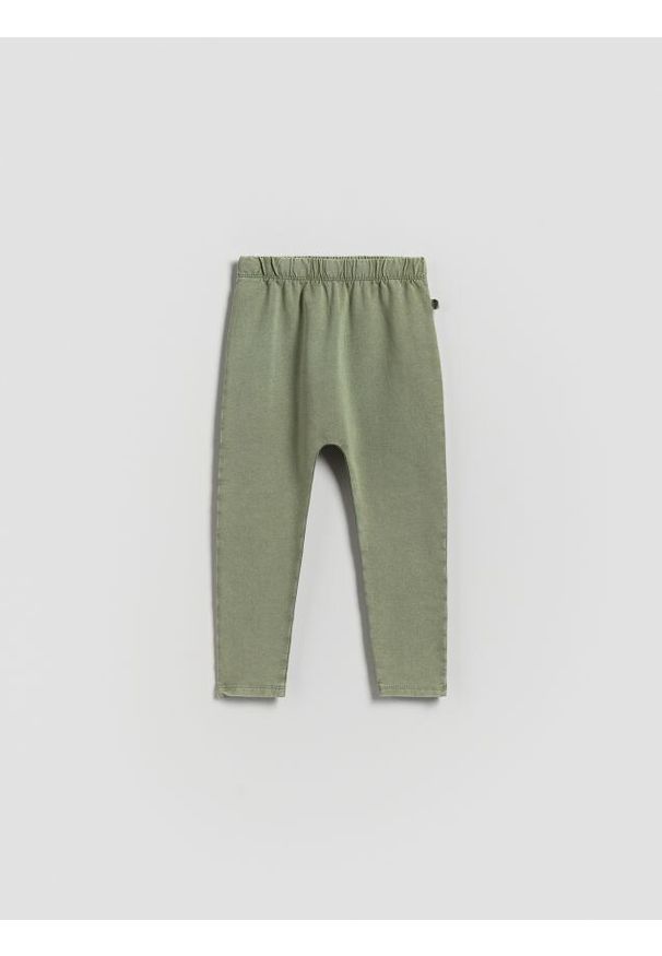 Reserved - Bawełniane legginsy - ciemnozielony. Kolor: zielony. Materiał: bawełna