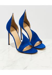 FRANCESCO RUSSO - Niebieskie sandały na szpilce Flame. Kolor: niebieski. Materiał: zamsz. Obcas: na szpilce #3