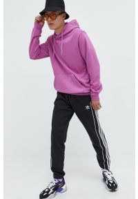 adidas Originals bluza bawełniana męska kolor różowy z kapturem z nadrukiem. Typ kołnierza: kaptur. Kolor: różowy. Materiał: bawełna. Wzór: nadruk