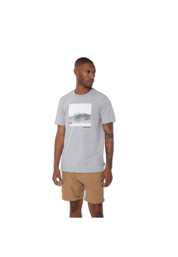 Koszulka Protest Prtjokkum. Kolor: szary. Wzór: nadruk. Sezon: lato. Sport: turystyka piesza