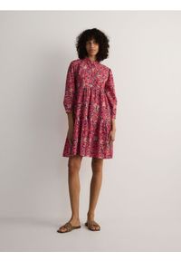 Reserved - Wzorzysta sukienka z bawełny - wielobarwny. Materiał: bawełna. Wzór: gładki. Typ sukienki: koszulowe #1