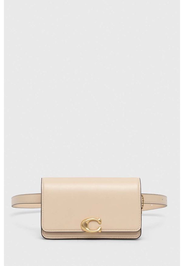 Coach nerka skórzana Bandit Belt Bag kolor beżowy. Kolor: beżowy. Materiał: skóra