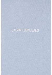 Calvin Klein Jeans Bluza damska z kapturem gładka. Okazja: na co dzień. Typ kołnierza: kaptur. Kolor: niebieski. Materiał: dzianina. Długość rękawa: długi rękaw. Długość: długie. Wzór: gładki. Styl: casual