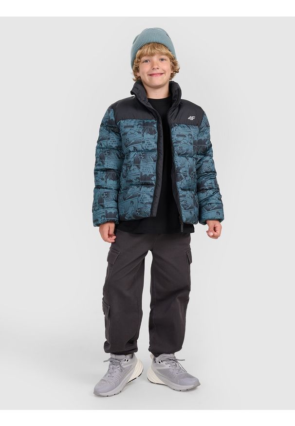 4f - 4F Kurtka puchowa z wypełnieniem syntetycznym chłopięca - zielona 164 (13-14 lat). Okazja: na co dzień. Kolor: zielony. Materiał: syntetyk, puch. Sezon: lato. Styl: casual