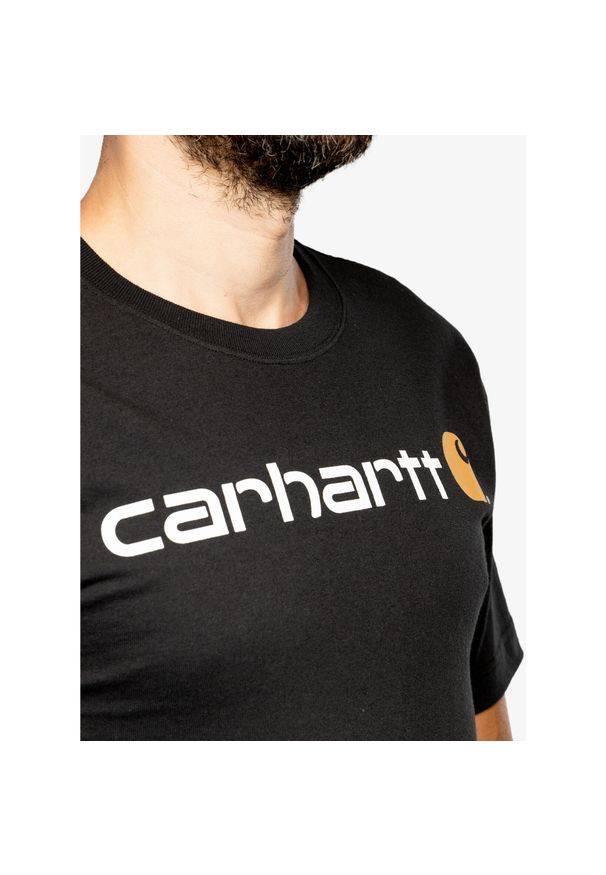 Koszulka bawełniana męska Carhartt Core Logo T-Shirt S/S. Kolor: czarny. Materiał: bawełna