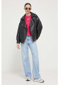 Tommy Jeans bluza damska kolor różowy z nadrukiem. Kolor: różowy. Materiał: bawełna. Wzór: nadruk. Styl: klasyczny #5
