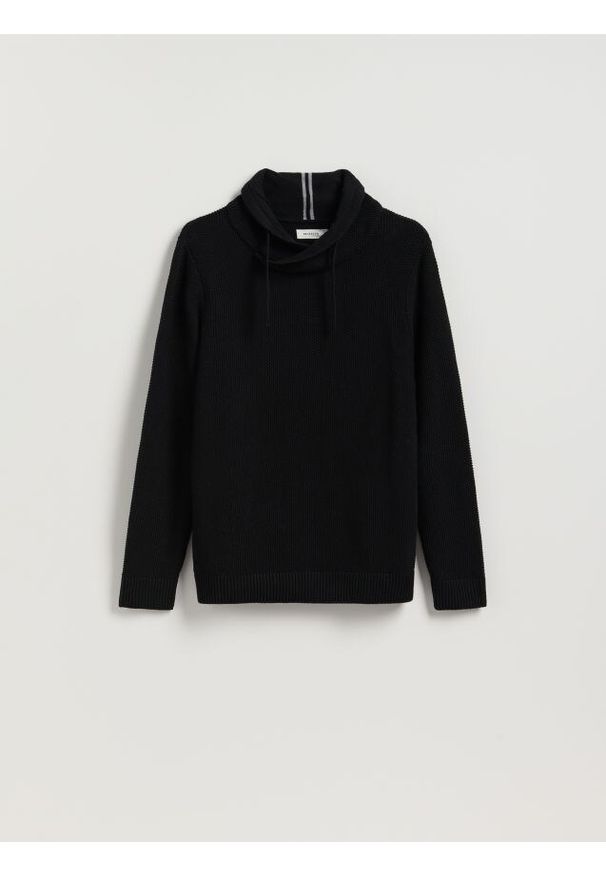 Reserved - Sweter z szerokim golfem - czarny. Typ kołnierza: golf. Kolor: czarny. Materiał: dzianina, bawełna