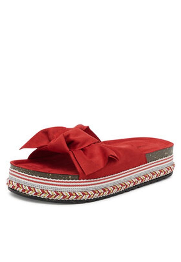 DeeZee Klapki E2050-3 Czerwony. Kolor: czerwony. Materiał: materiał