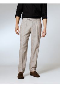 Reserved - Spodnie chino slim z lnem - beżowy. Kolor: beżowy. Materiał: len #1