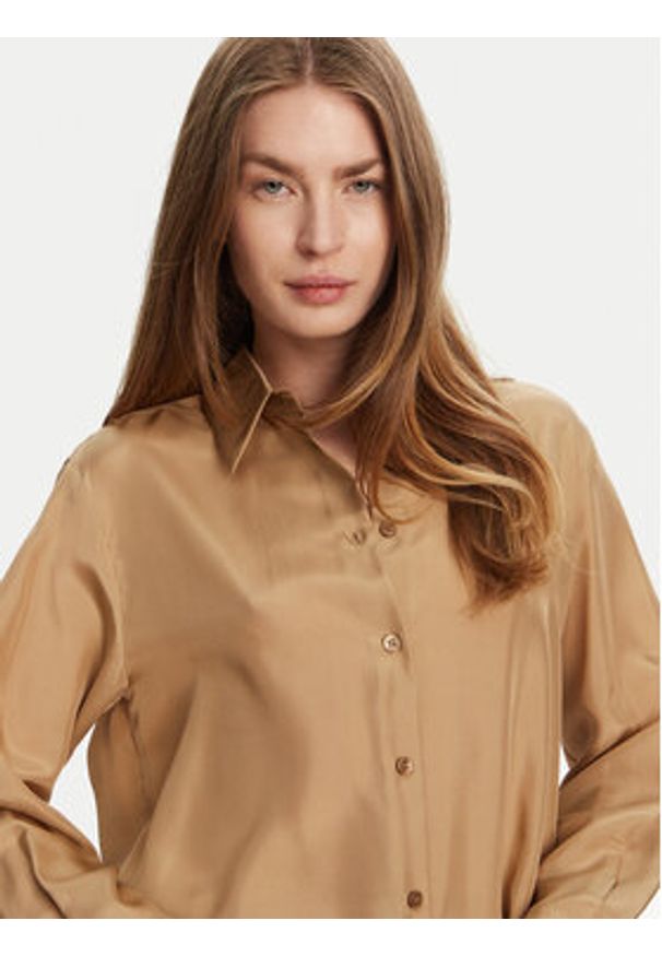 Marella Koszula Alec 2513111015 Beżowy Regular Fit. Kolor: beżowy. Materiał: satyna, jedwab