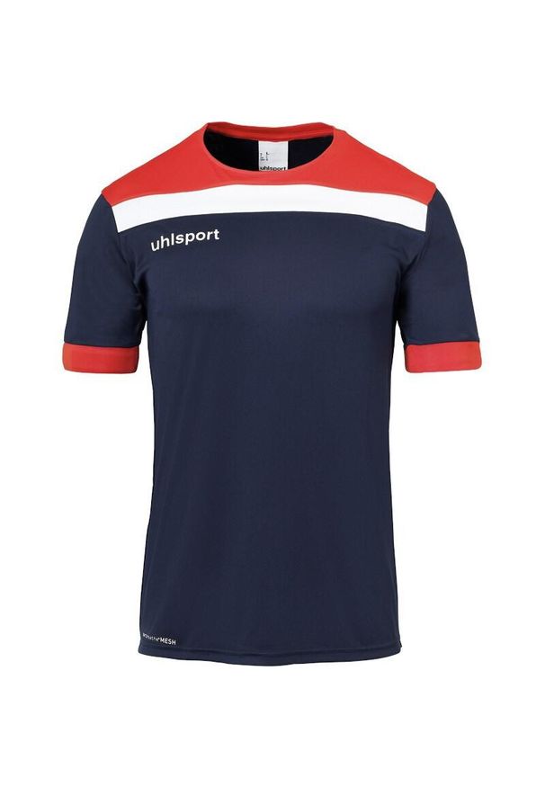 UHLSPORT - Koszulka sportowa męska Uhlsport Offense 23. Kolor: czerwony, wielokolorowy, niebieski. Materiał: poliester. Długość rękawa: krótki rękaw. Długość: krótkie
