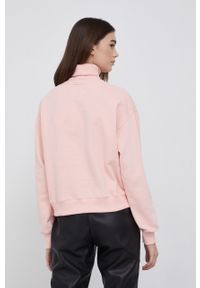 Calvin Klein Jeans Bluza bawełniana damska kolor różowy z nadrukiem. Okazja: na co dzień. Typ kołnierza: golf. Kolor: różowy. Materiał: bawełna. Długość rękawa: długi rękaw. Długość: długie. Wzór: nadruk. Styl: casual #3