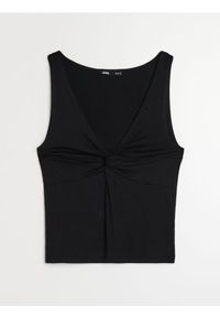 Sinsay - Wiskozowy top z dekoracyjnym marszczeniem z przodu - czarny. Kolor: czarny. Materiał: wiskoza #1