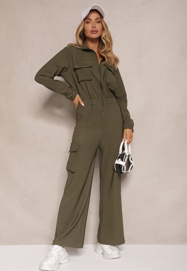 Renee - Zielony Kombinezon w Stylu Utility Taliowany Liarael. Kolor: zielony. Materiał: tkanina