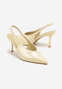 Renee - Żółte Lakierowane Sandały na Szpilce Typu Slingback Addoxie. Okazja: na co dzień, na spacer. Kolor: żółty. Materiał: lakier. Obcas: na szpilce. Styl: elegancki, casual. Wysokość obcasa: średni #4