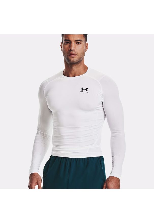 Koszulka fitness męska Under Armour Ua Hg Armour Comp LS z długim rękawem. Kolor: biały. Długość rękawa: długi rękaw. Długość: długie. Sport: fitness