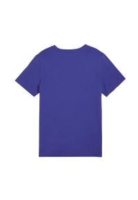Puma - Koszulka t-shirt dziecięca dla chłopca bawełna granatowa logo PUMA. Kolor: niebieski. Materiał: bawełna