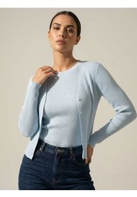 Sinsay - Prążkowany kardigan zapinany na guziki - niebieski. Kolor: niebieski. Materiał: prążkowany