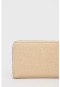 Trussardi Jeans - Trussardi portfel damski kolor beżowy. Kolor: beżowy. Materiał: materiał. Wzór: gładki