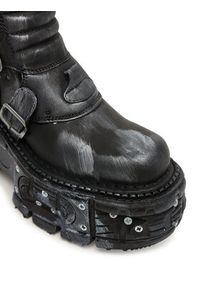 NEW ROCK Botki M-373SC-C1 Szary. Kolor: szary. Materiał: skóra. Styl: rockowy #5