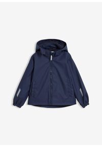 bonprix - Ocieplana kurtka przeciwdeszczowa z odpinanym kapturem i odblaskowymi elementami. Kolor: niebieski. Materiał: polar #1