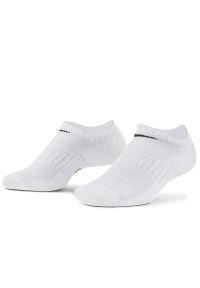 Skarpety Nike Everyday Cushioned Training No-Show SX7673-100 - białe. Kolor: biały. Materiał: bawełna, poliester, nylon, prążkowany, tkanina, elastan. Technologia: Dri-Fit (Nike). Sport: fitness