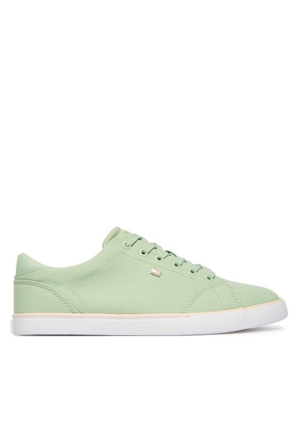 TOMMY HILFIGER - Tommy Hilfiger Tenisówki Th Low Profile Vulc Canvas FW0FW09102 Zielony. Kolor: zielony. Materiał: materiał