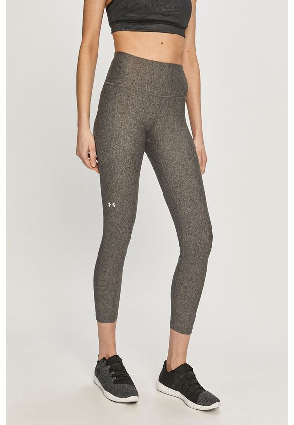 Under Armour - Legginsy. Stan: podwyższony. Kolor: szary. Materiał: tkanina, dzianina, skóra. Wzór: gładki
