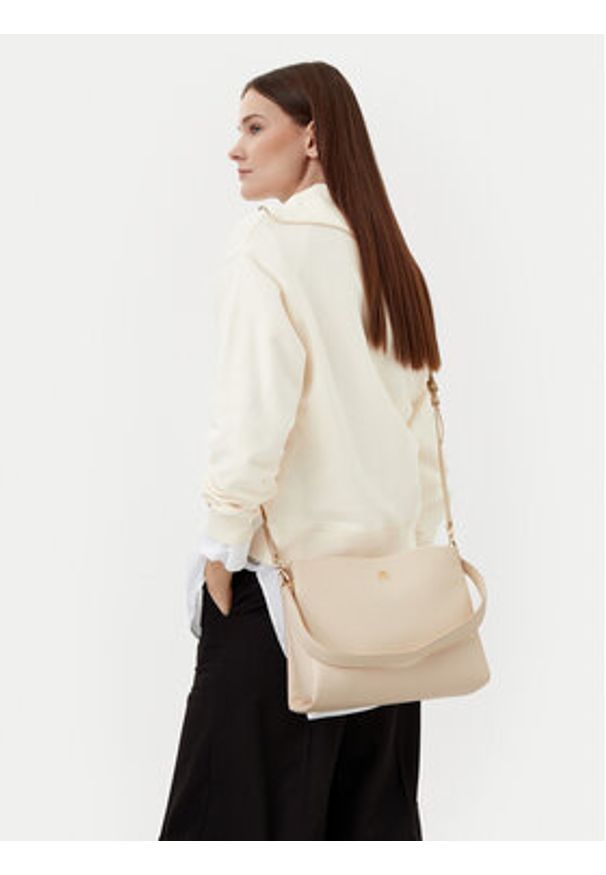 TOMMY HILFIGER - Tommy Hilfiger Torebka Th Legacy Med Satchel AW0AW17173 Écru. Materiał: skórzane