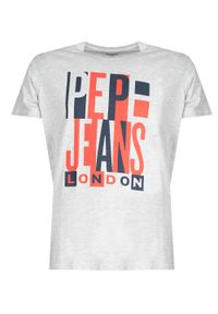 Pepe Jeans T-shirt "Davy" | PM507739 | Davy | Mężczyzna | Szary. Okazja: na co dzień. Kolor: szary. Materiał: bawełna, wiskoza. Wzór: aplikacja, nadruk. Styl: casual