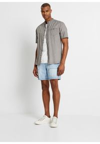 bonprix - Koszula z krótkim rękawem, z efektem wytarcia. Typ kołnierza: kołnierzyk stójkowy. Kolor: szary. Długość rękawa: krótki rękaw. Długość: krótkie. Styl: vintage #3