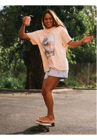 Roxy T-Shirt ERJZT06023 Beżowy Regular Fit. Kolor: beżowy. Materiał: bawełna #7