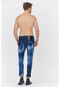 DSQUARED2 Niebieskie jeansy męskie Skater jean. Kolor: niebieski. Wzór: aplikacja