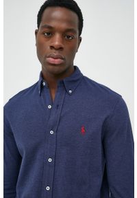 Polo Ralph Lauren koszula bawełniana męska kolor granatowy regular z kołnierzykiem button-down. Typ kołnierza: button down, polo. Kolor: niebieski. Materiał: bawełna. Wzór: aplikacja #3