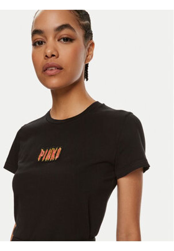 Pinko T-Shirt Bussolotto 103349 A23W Czarny Regular Fit. Kolor: czarny. Materiał: bawełna