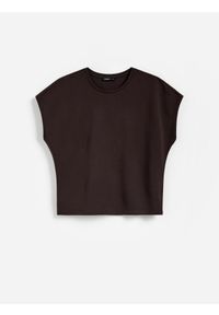 Reserved - T-shirt z modalem - ciemnobrązowy. Kolor: brązowy. Materiał: dzianina #1