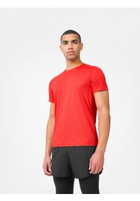 4f - Koszulka treningowa regular szybkoschnąca męska. Kolor: czerwony. Materiał: materiał, dzianina
